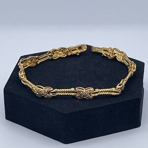 Vintage FAS Signed Sterling Silver 925 Bracelet 18k Gold Plated Link Bracelet